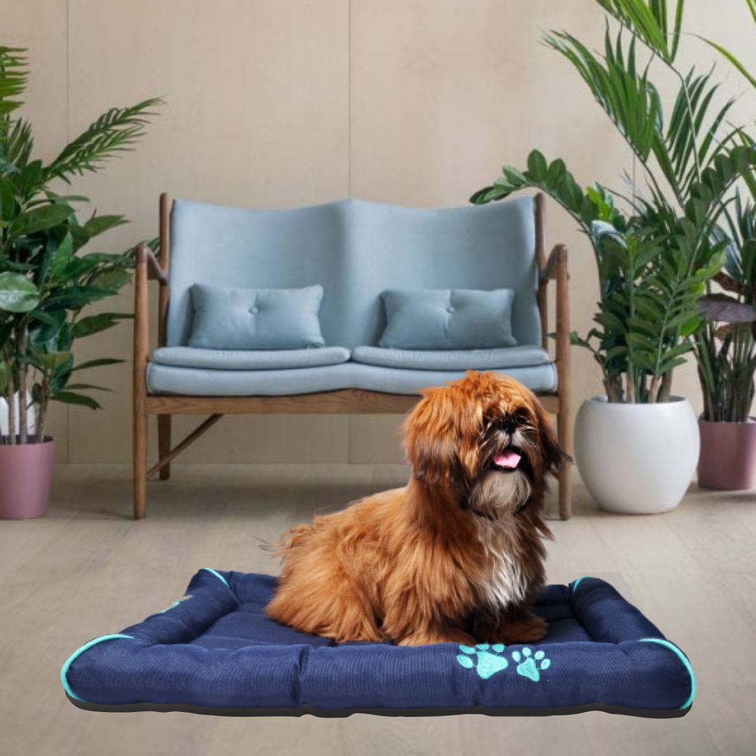 Waterproof Dog Mat with Padded Perimeters for Head & Paw Support