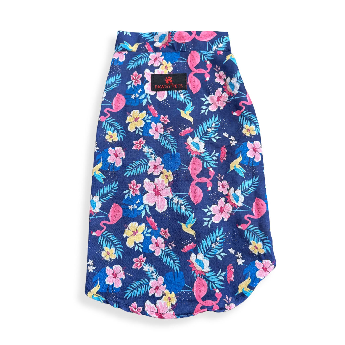 Pawgy Pets Hawaiian Flamingo sando navy blue for Dogs