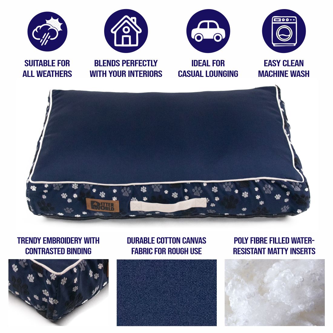 Waterproof Cushion Mattress - Ensign Blue