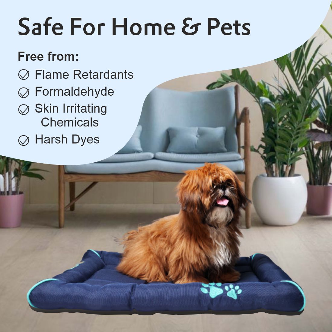 Waterproof Dog Mat with Padded Perimeters for Head & Paw Support