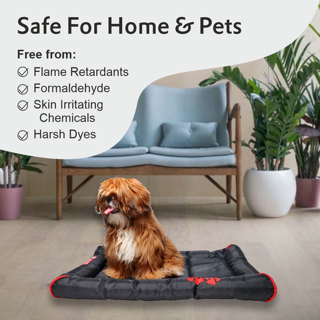 Waterproof Dog Mat with Padded Perimeters for Head & Paw Support