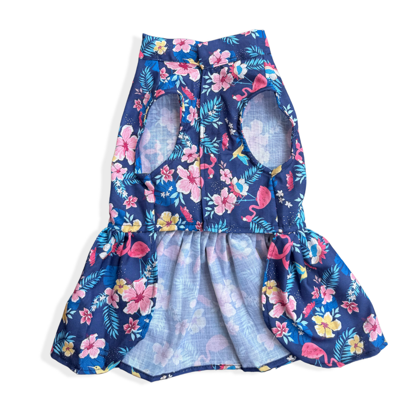 Pawgy Pets Hawaiian Flamingo dress navy blue for Dogs