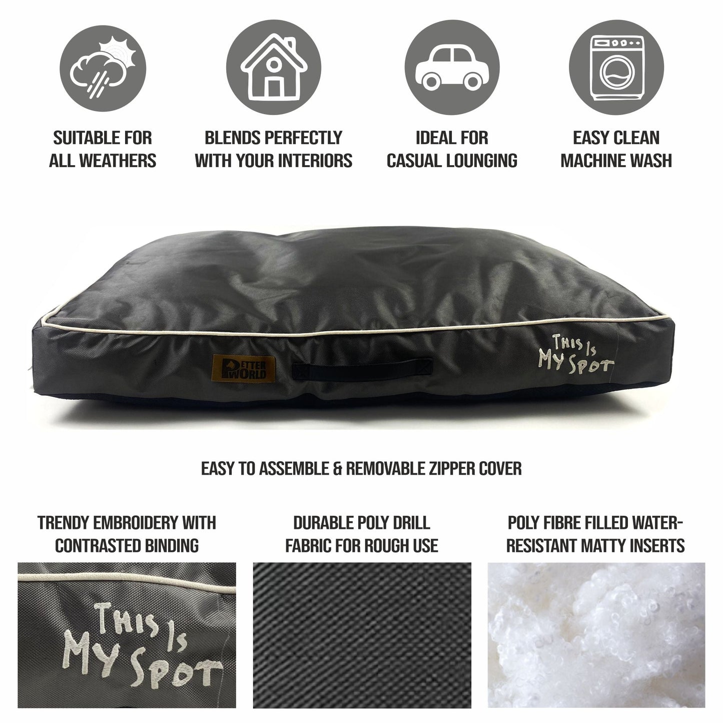 Waterproof Cushion Mattress - Steel Gray