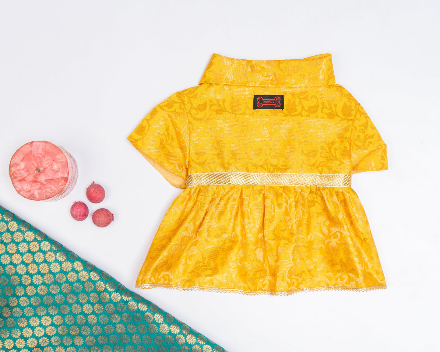 Pawgy Pets Occasion wear Dress Yellow for Dogs