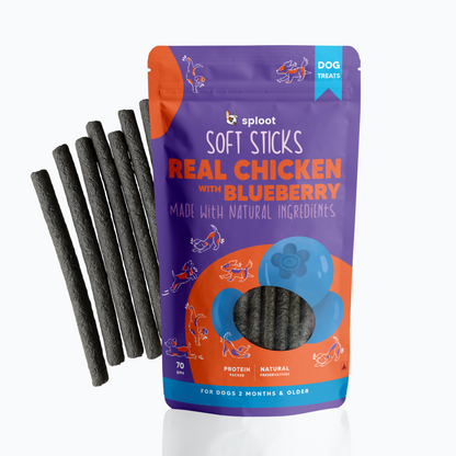Sploot Real Chicken and Blueberry Soft Sticks - 70g