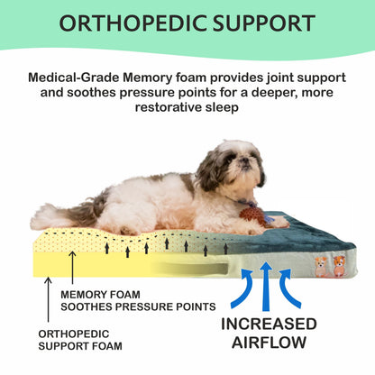 Orthopedic Memory Foam Bed - Bottle Green