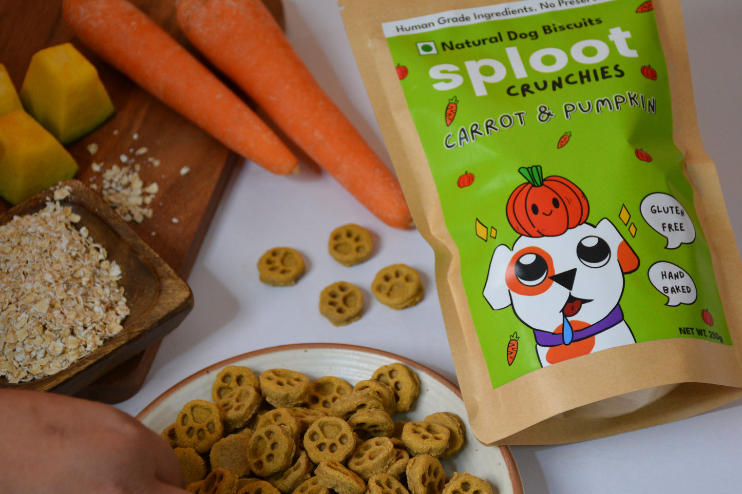 sploot Crunchies Pumkin and Carrot | 100% Human Grade Dog Biscuits - Sploot